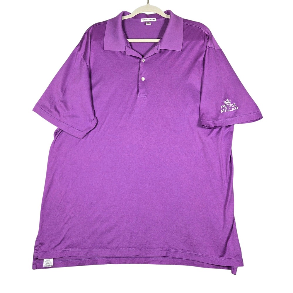 Peter Millar Polo Shirt Mens XXL Purple Cotton Short Sleeve Logo Golf Tee